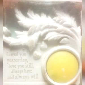 White wood Plaque with tea candle